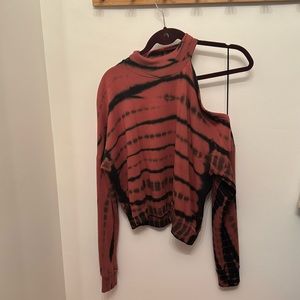 cold shoulder tie dye sweater